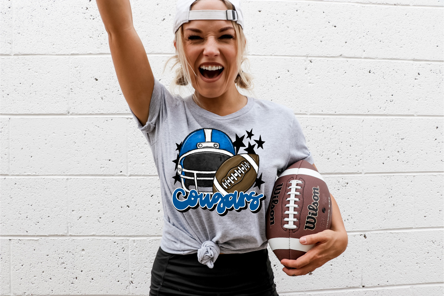 Cougars with helmet- blue letters & helmet