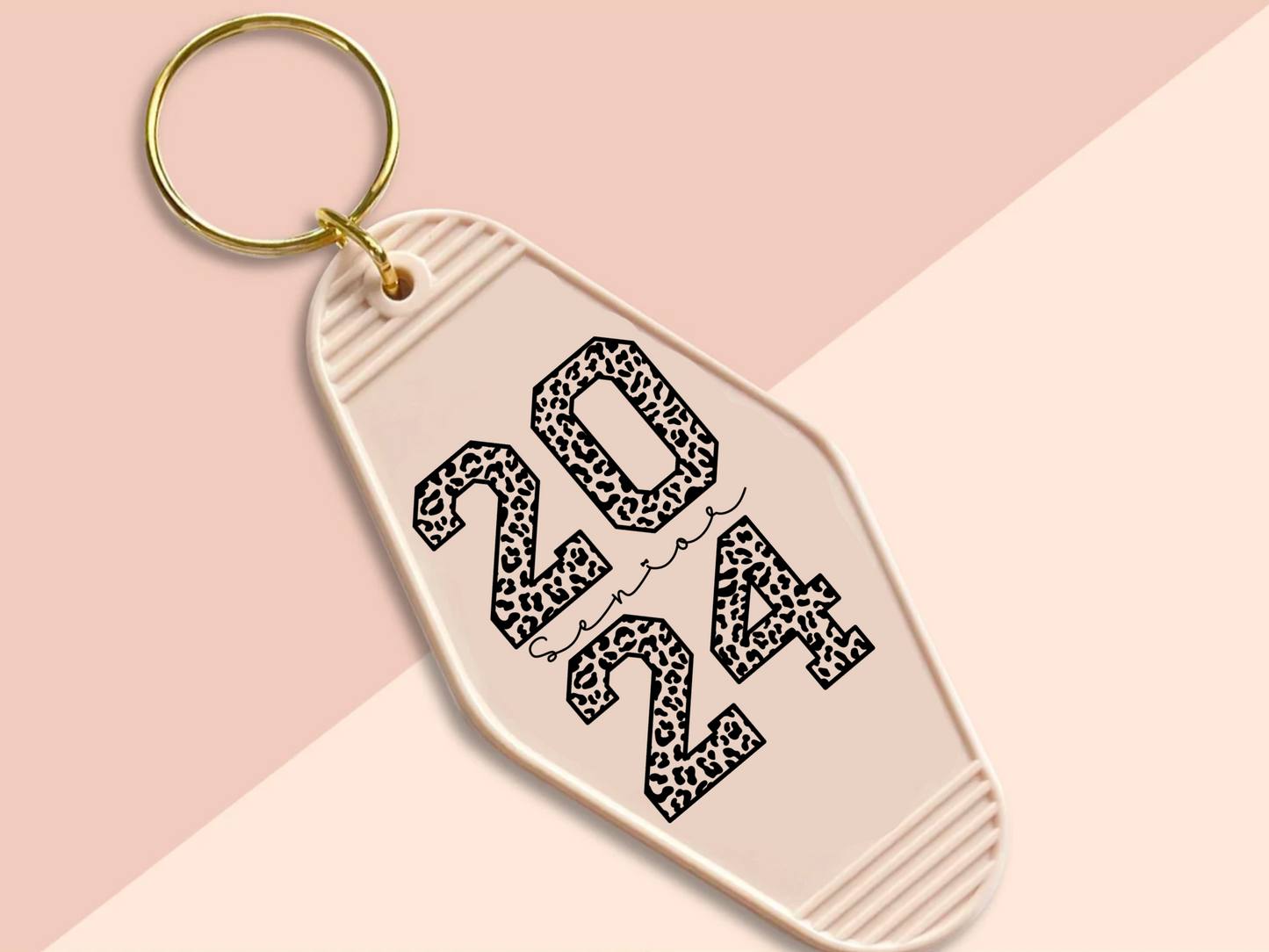 2024 senior, cheetah print - Motel keychain