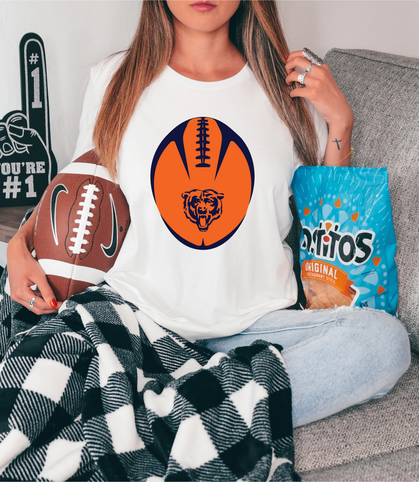 Bear head on blue/orange football