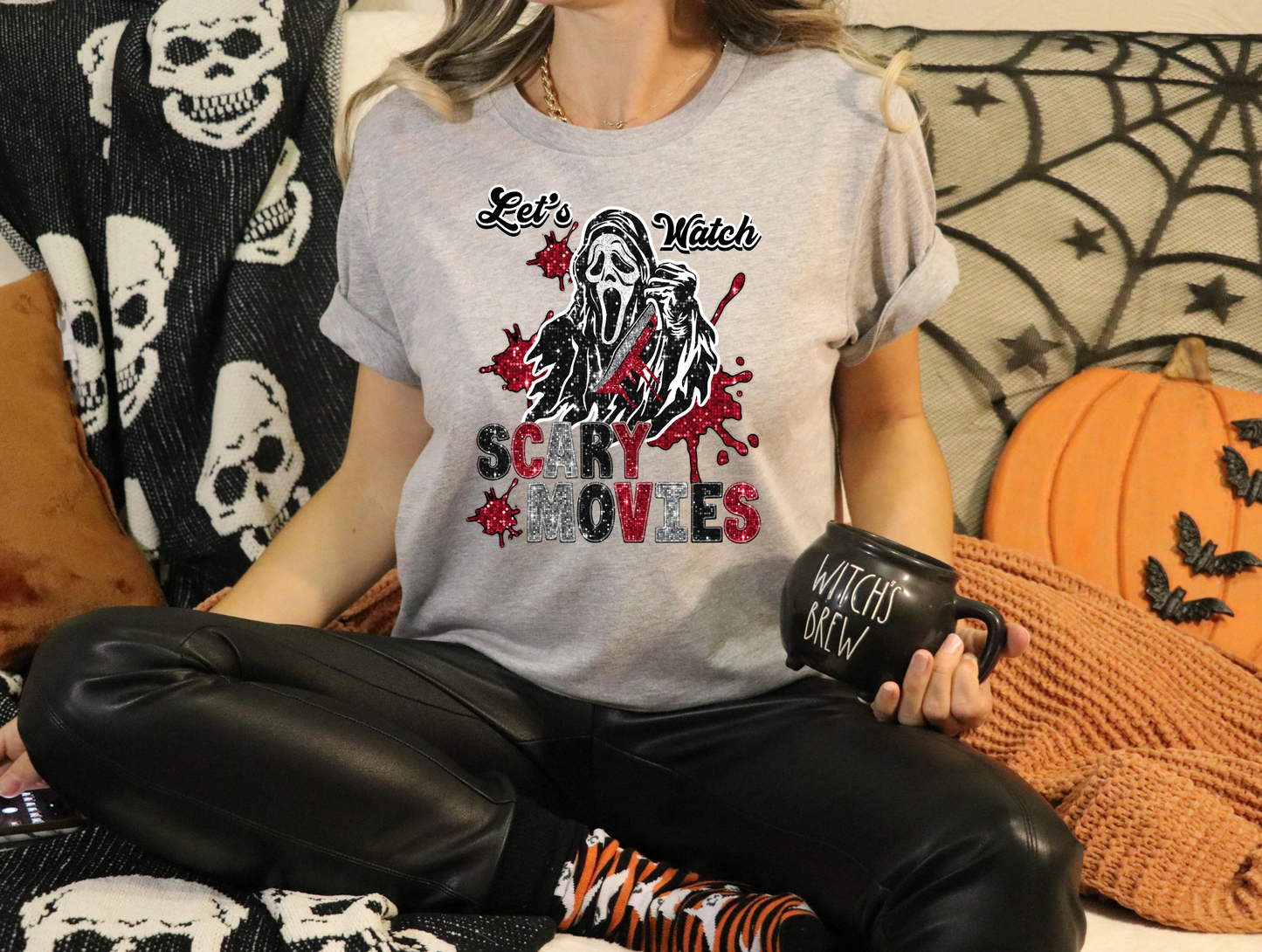 Let's watch scary movies - faux sequin