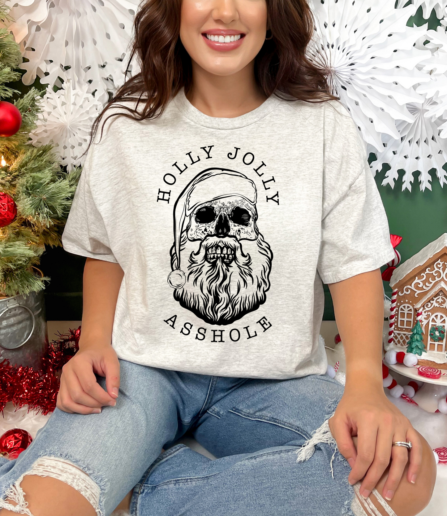 Holly Jolly Ahole Skull Santa