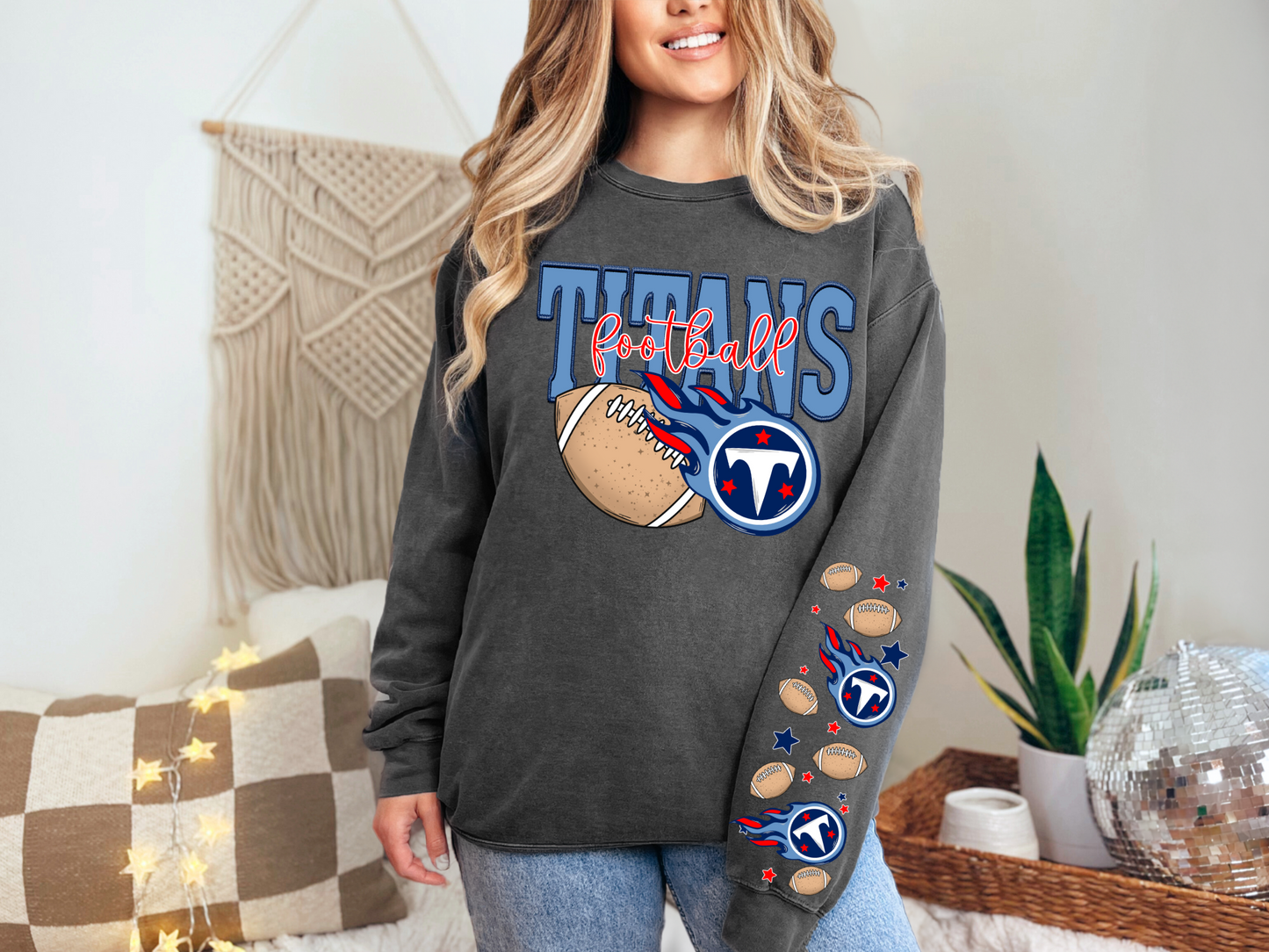 Faux Embroidery Titans Football - FRONT