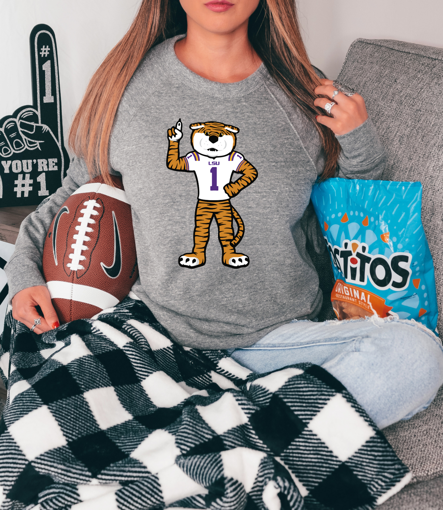 LSU tiger in white jersey