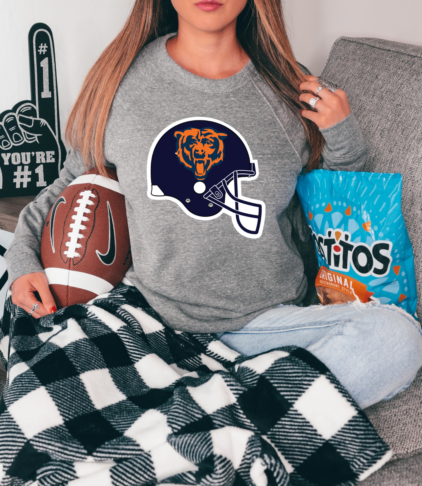 Bear head on blue helmet