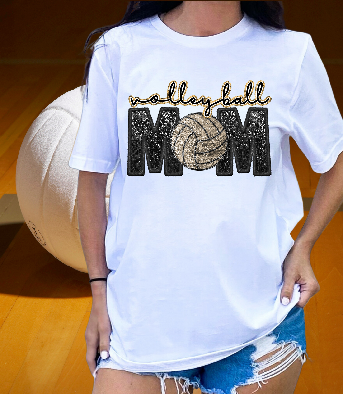 Volleyball mom - faux sequin