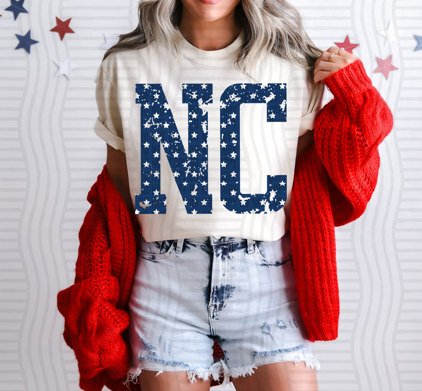 NC BLUE WITH STARS & DISTRESSED