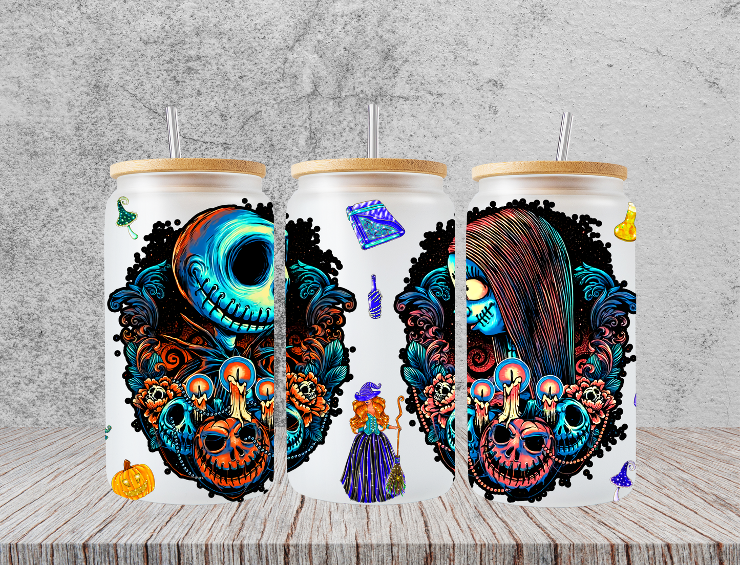 Jack Skellington and Saly with candles - UV Libby Wrap
