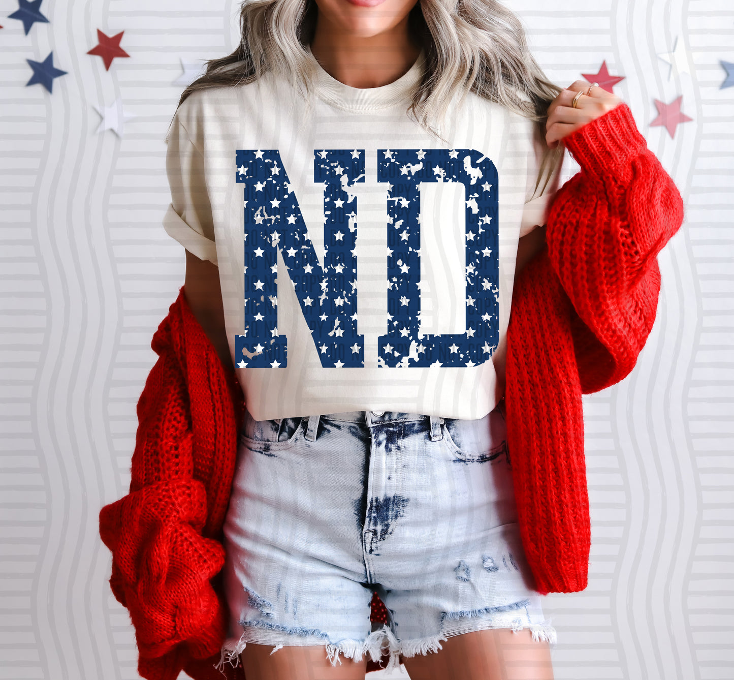 ND BLUE WITH STARS & DISTRESSED