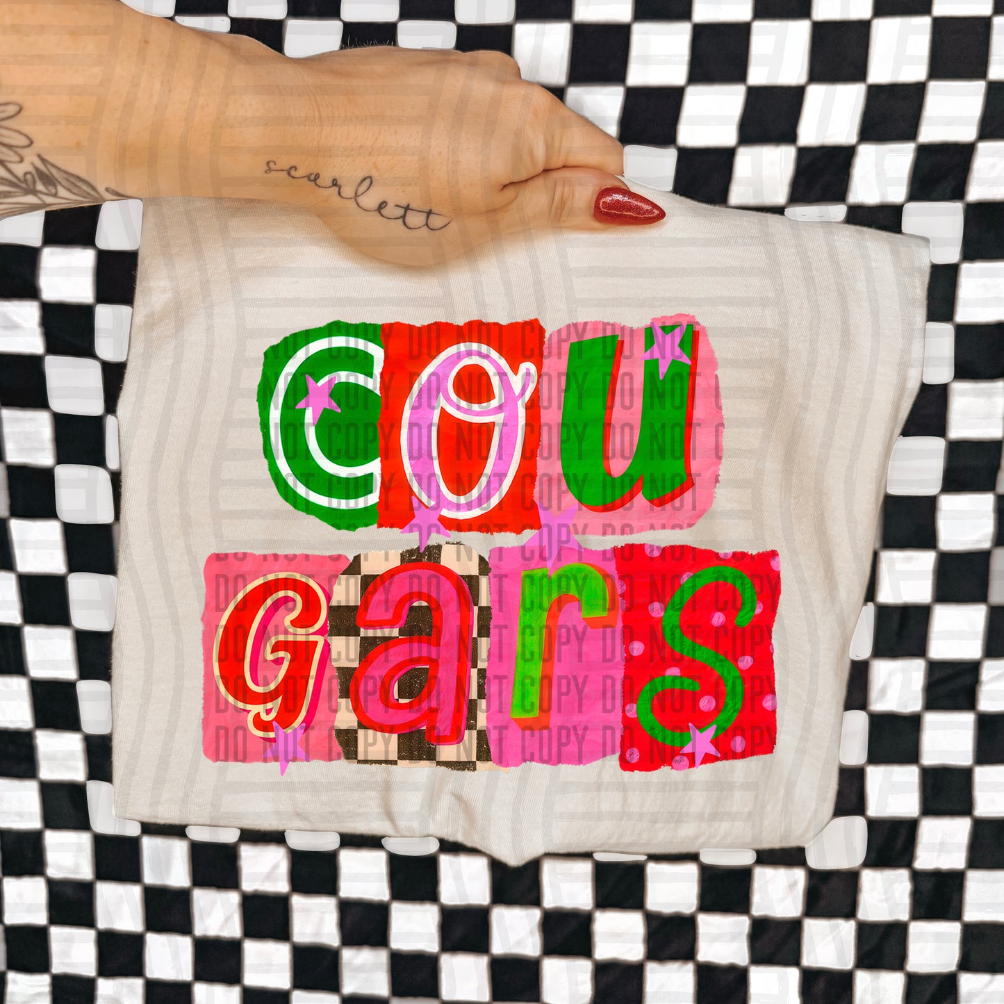 COUGARS RED & GREEN CHECKERS
