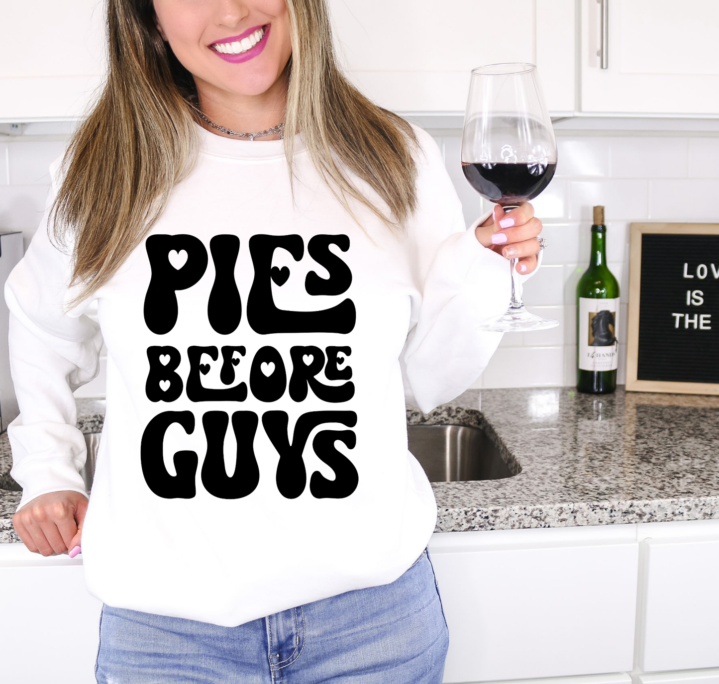 Pies Before Guys Black Hearts Letters