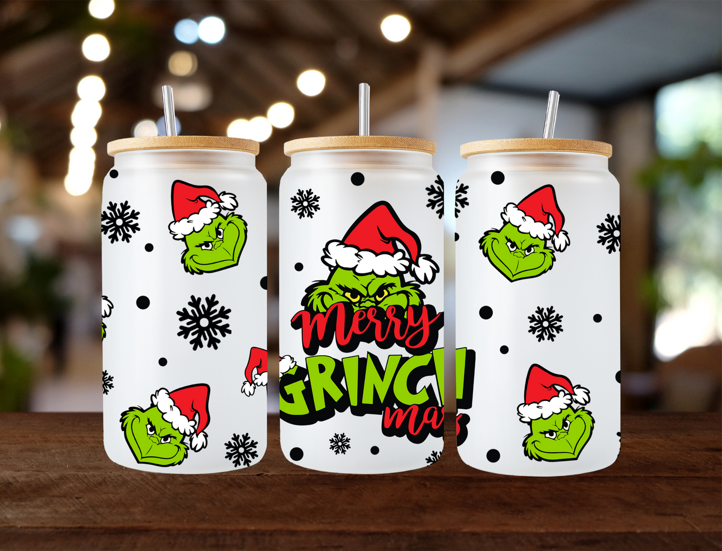Merry Grinchmas Black Snowflakes - UV Libby Wrap