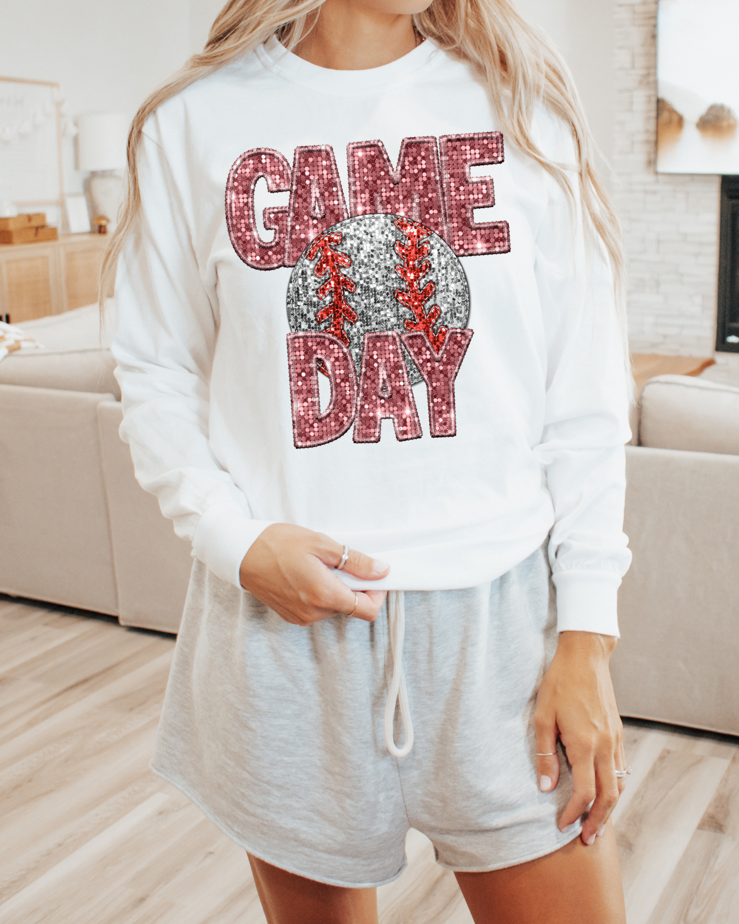 Game Day Baseball Pink Glitter