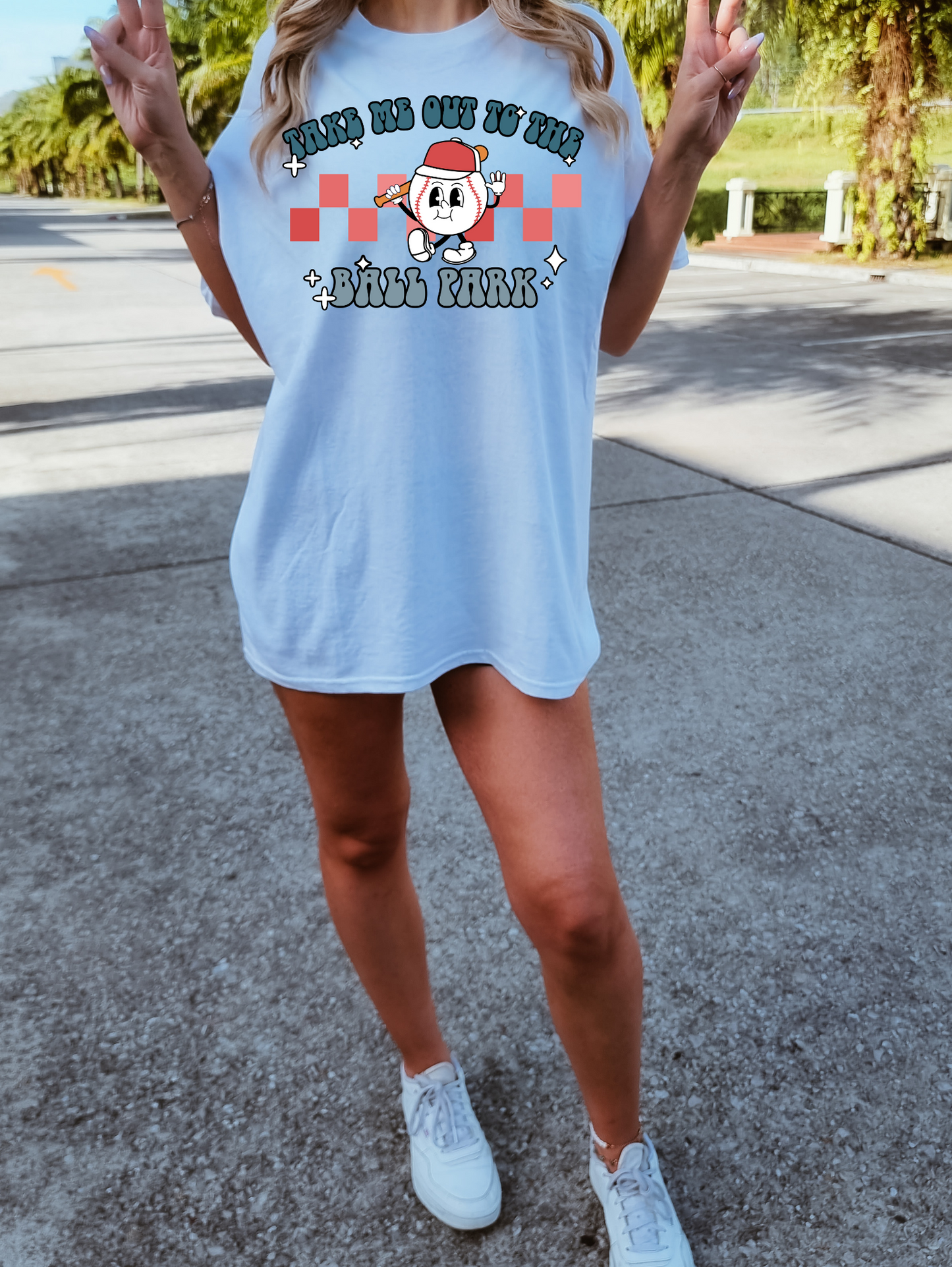 Take me out to the ballpark-red checkered