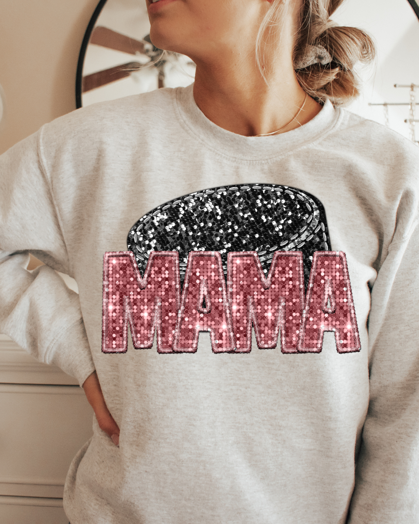 Mama Pink Glitter Hockey Puck