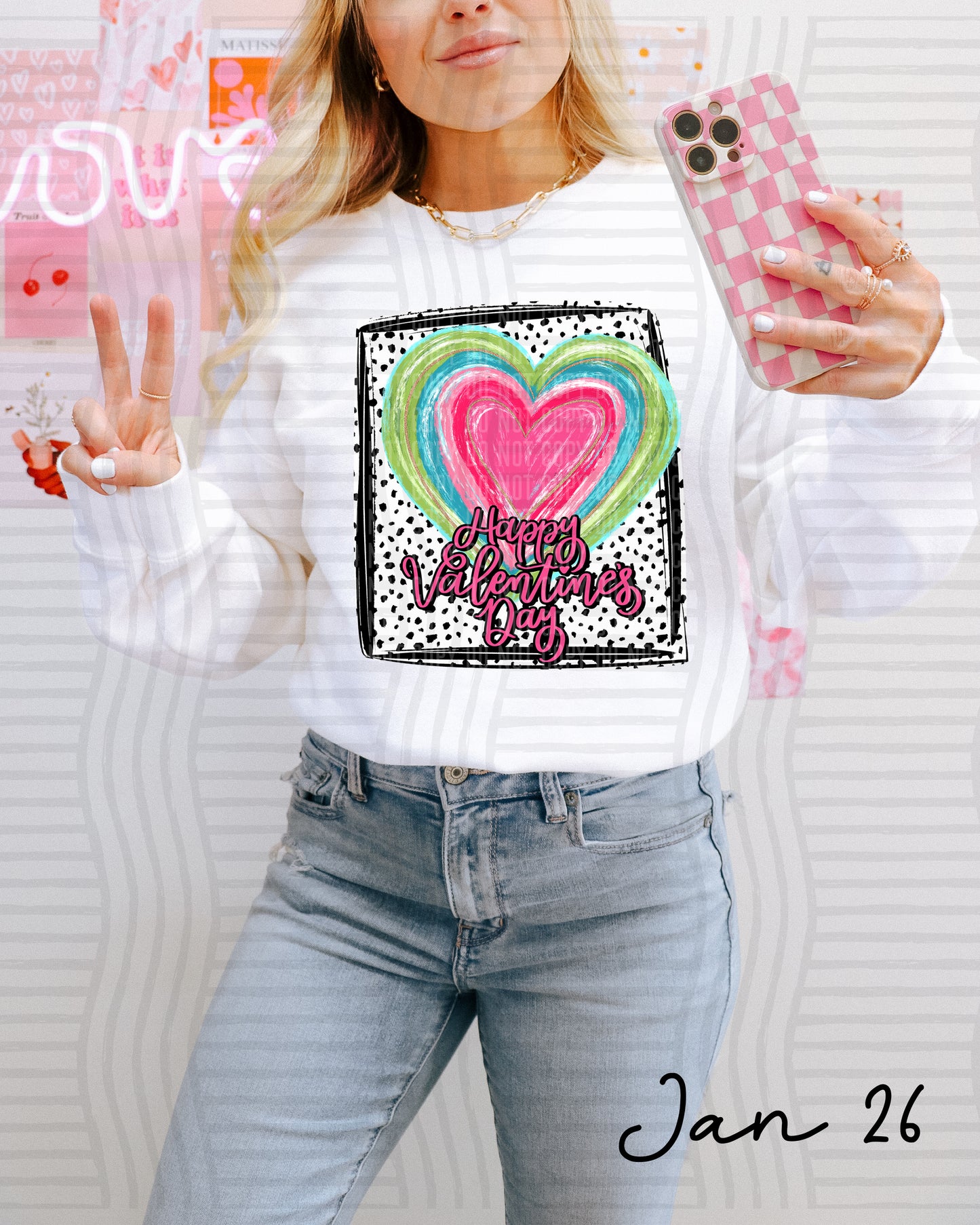 HAPPY VALENTINE'S DAY (PINK) COLORFUL HEART