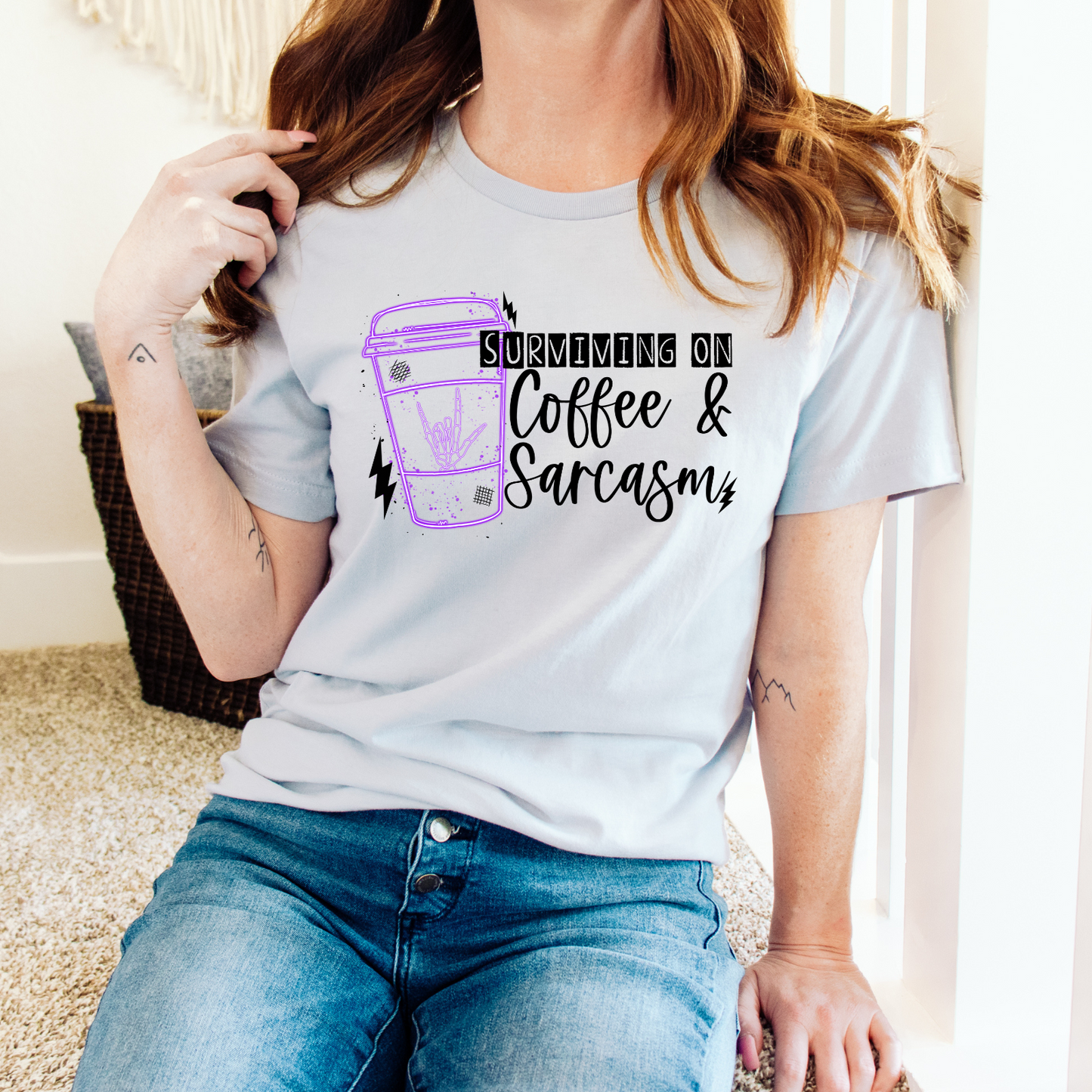 Surviving On Coffee and Sarcasm Purple - DTF Transfer