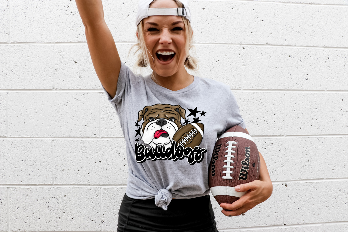 Bulldogs with mascot- black letters