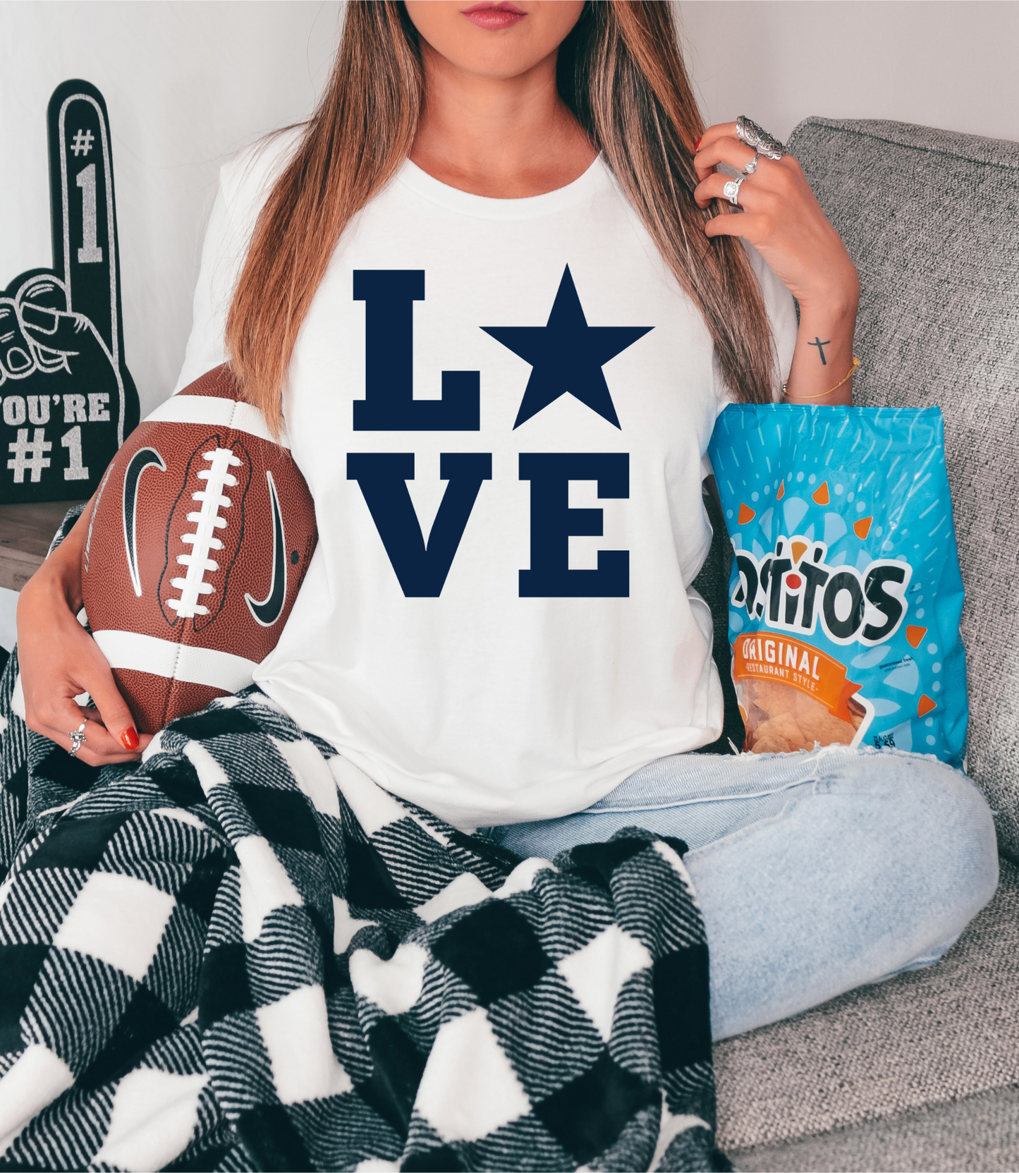 Love with cowboys star - blue letters