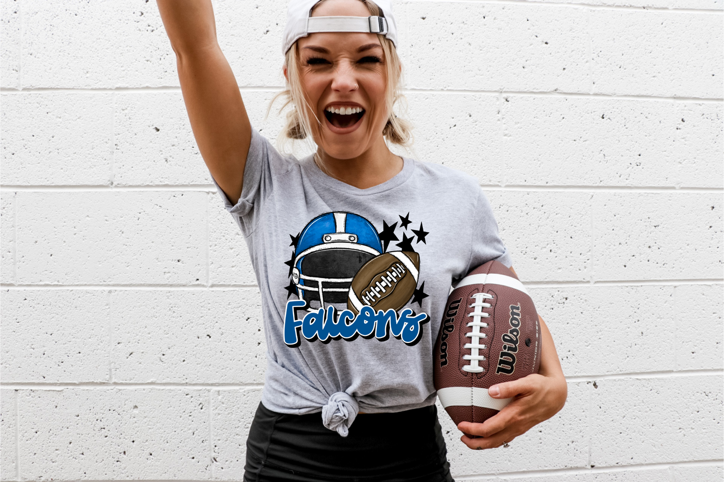 Falcons with helmet- blue letters & helmet
