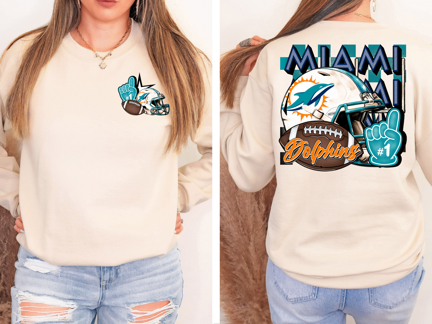 Dolphins Foam Finger POCKET- DTF Transfer
