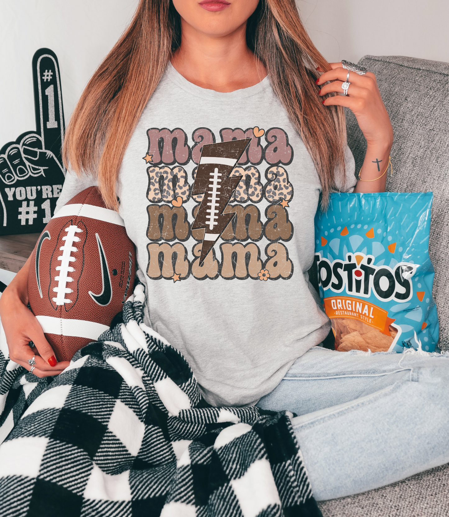 Mama with football lightning