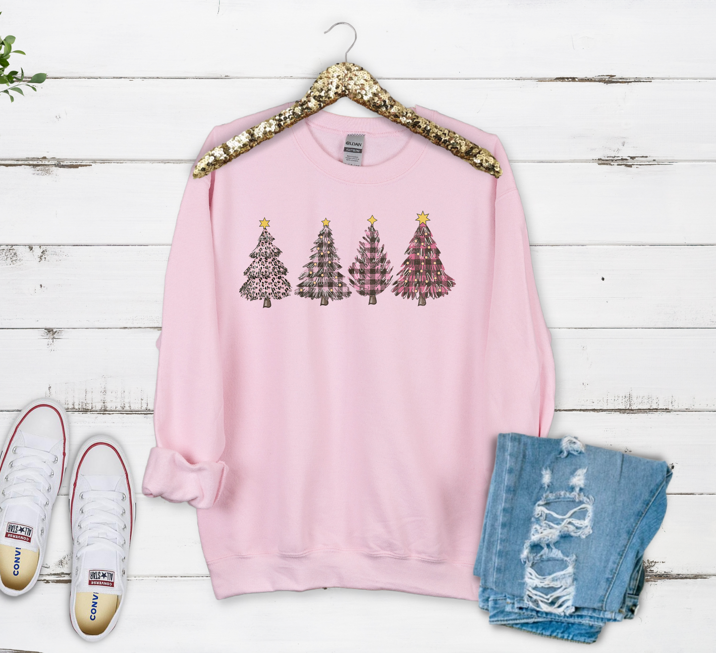 Plaid Christmas Trees - Pink