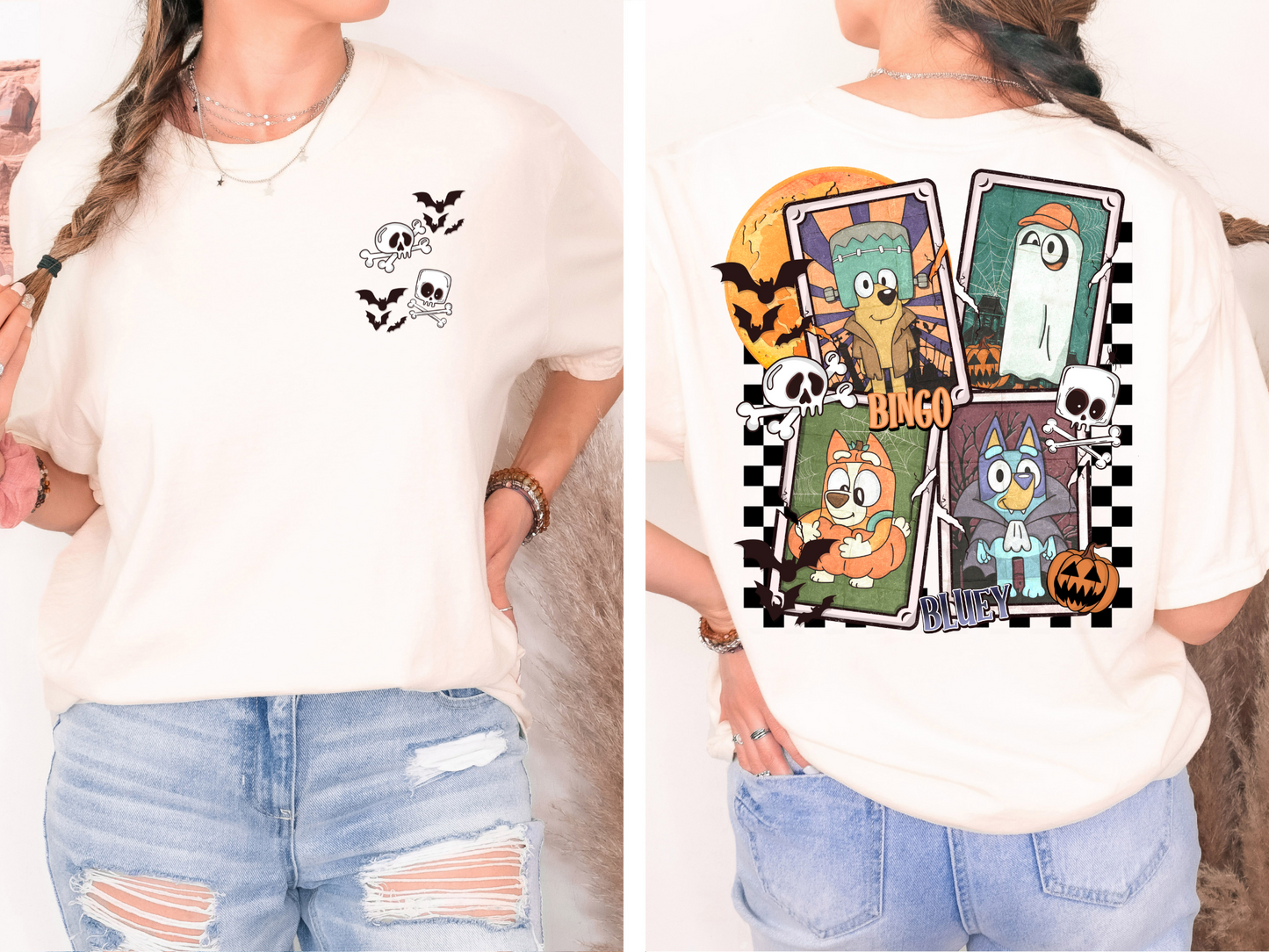 Skull with bats - front