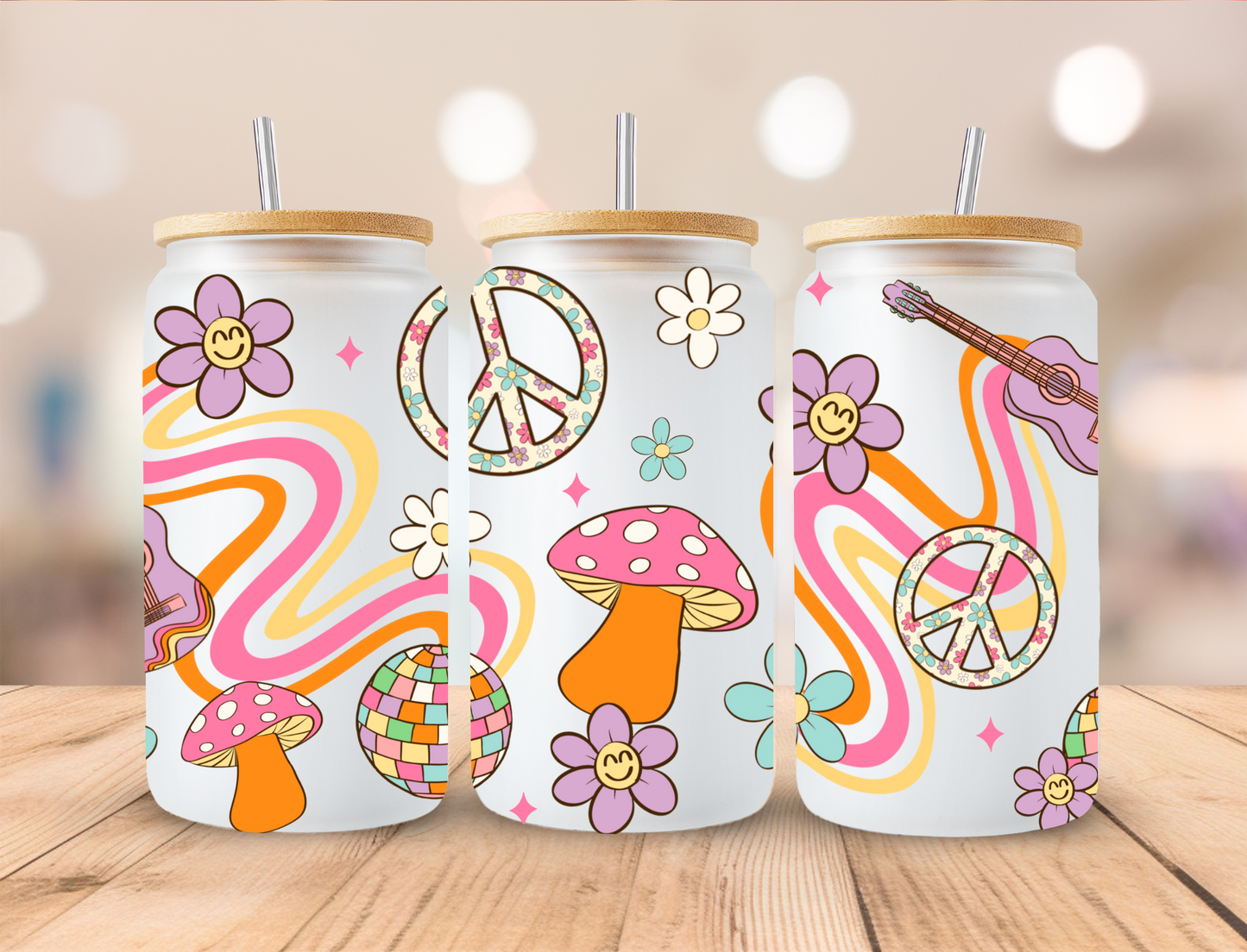 Groovy, Peace, Mushrooms - UV Libby Wrap