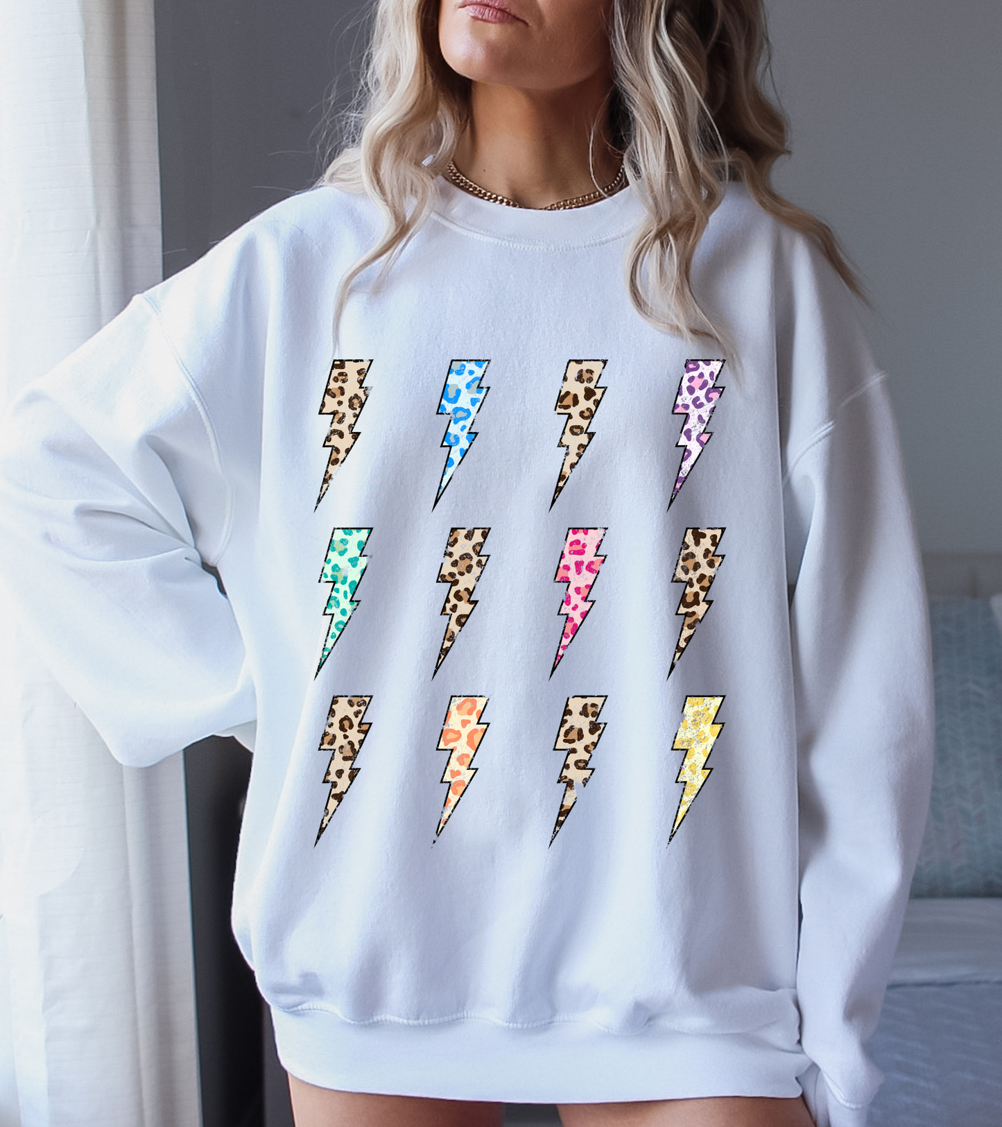 Multicolor cheetah print lightning bolts
