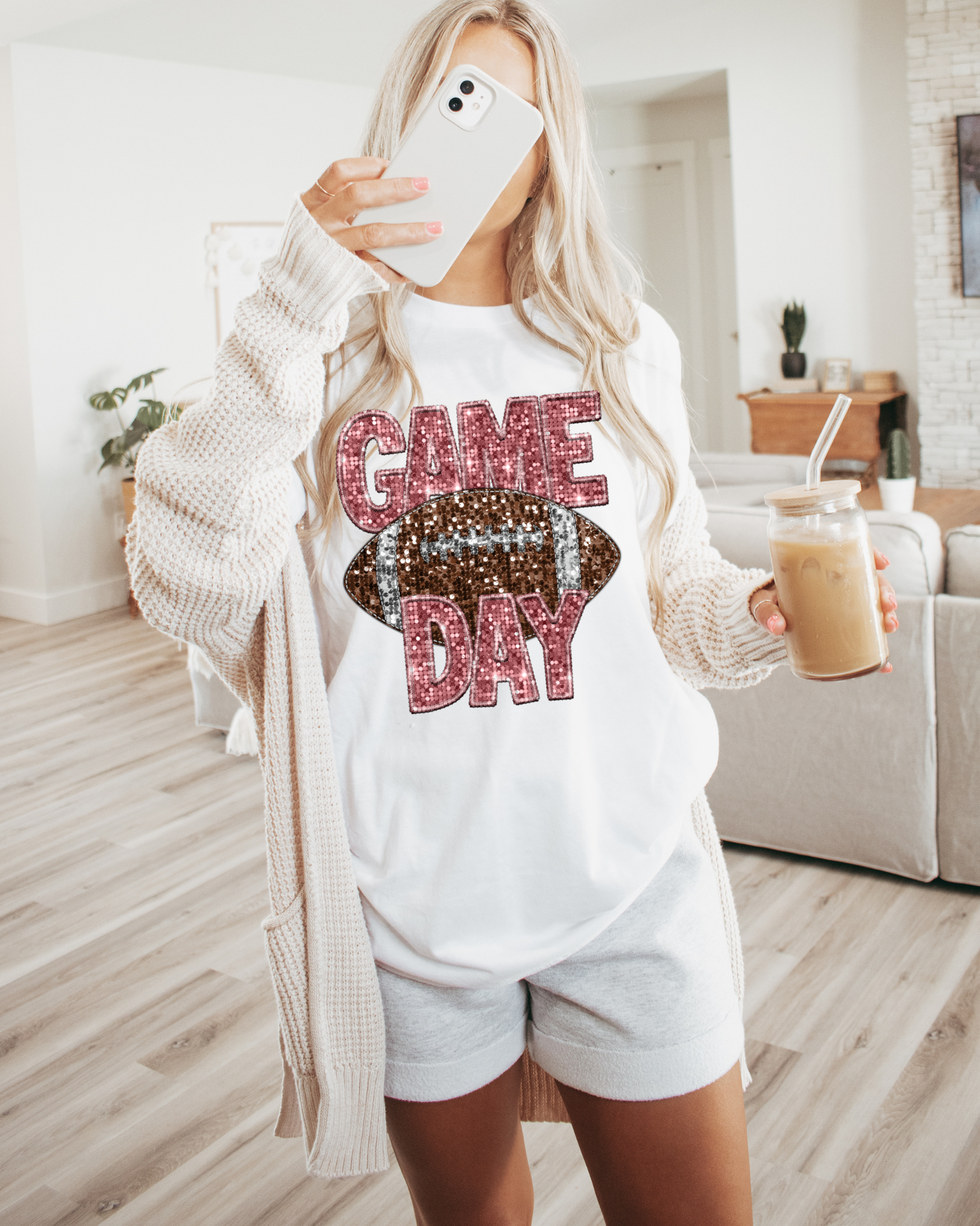Game Day Football Pink Glitter
