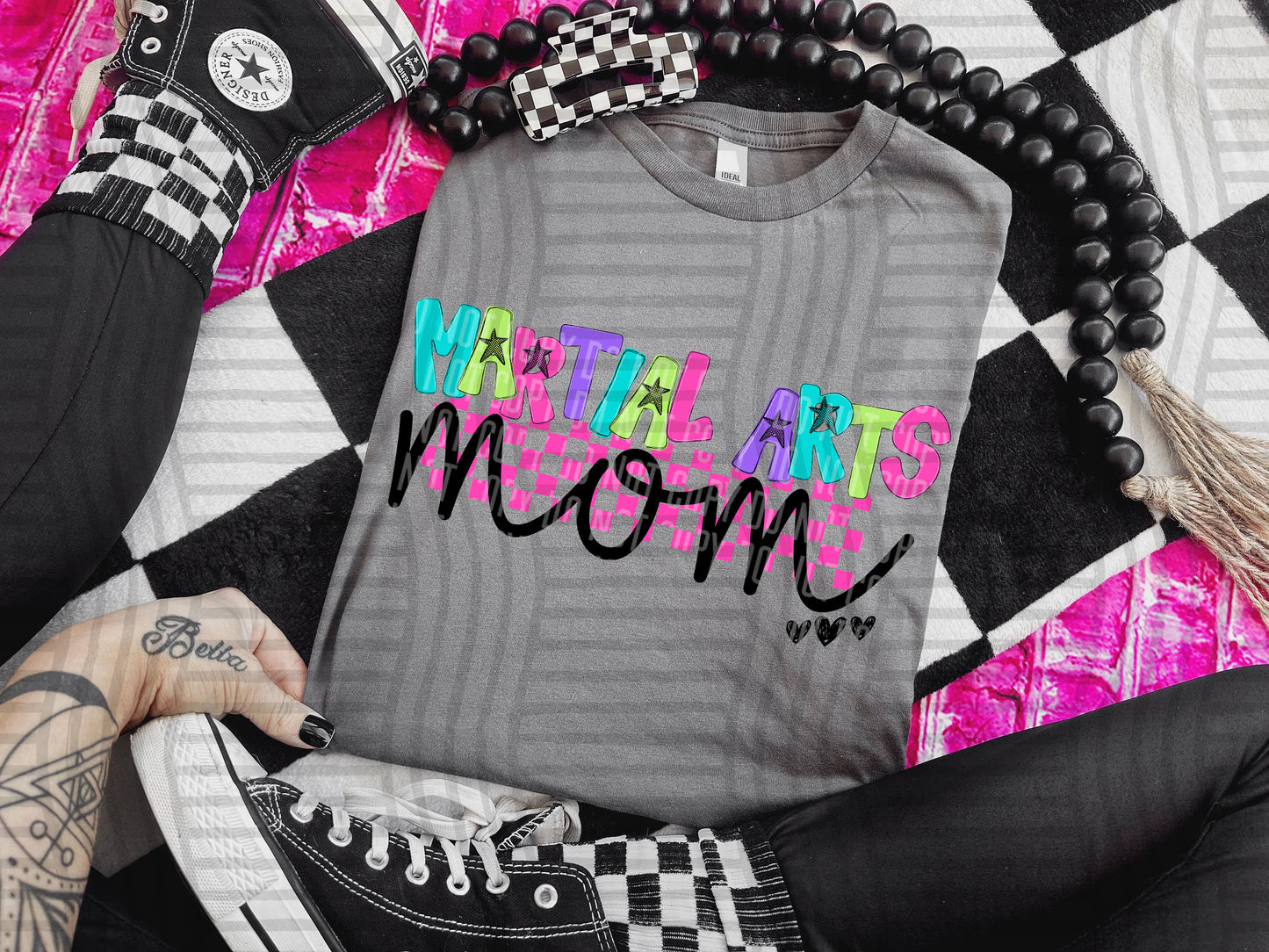 MARTIAL ARTS MOM COLORFUL STARS CHECKERS