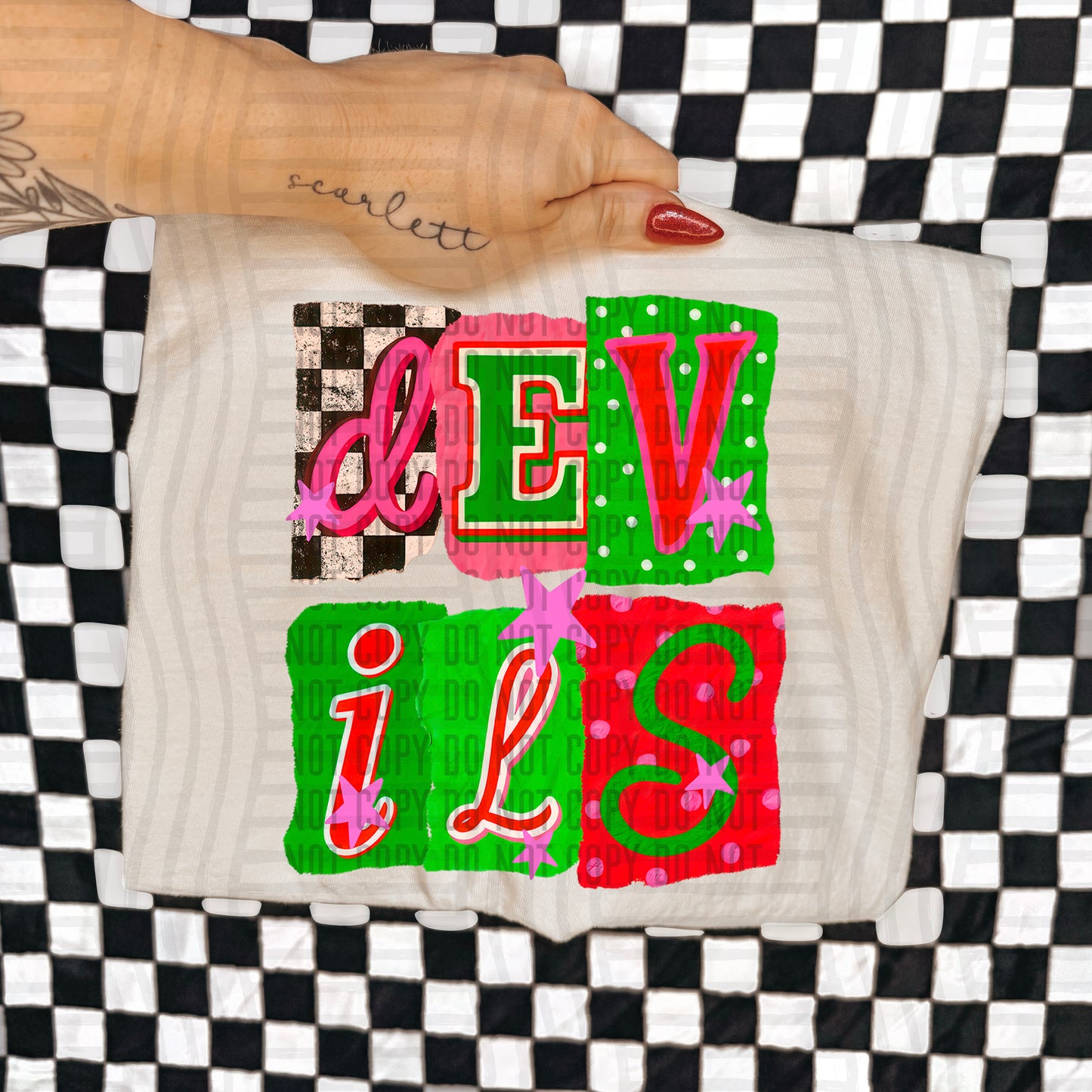 DEVILS RED & GREEN CHECKERS
