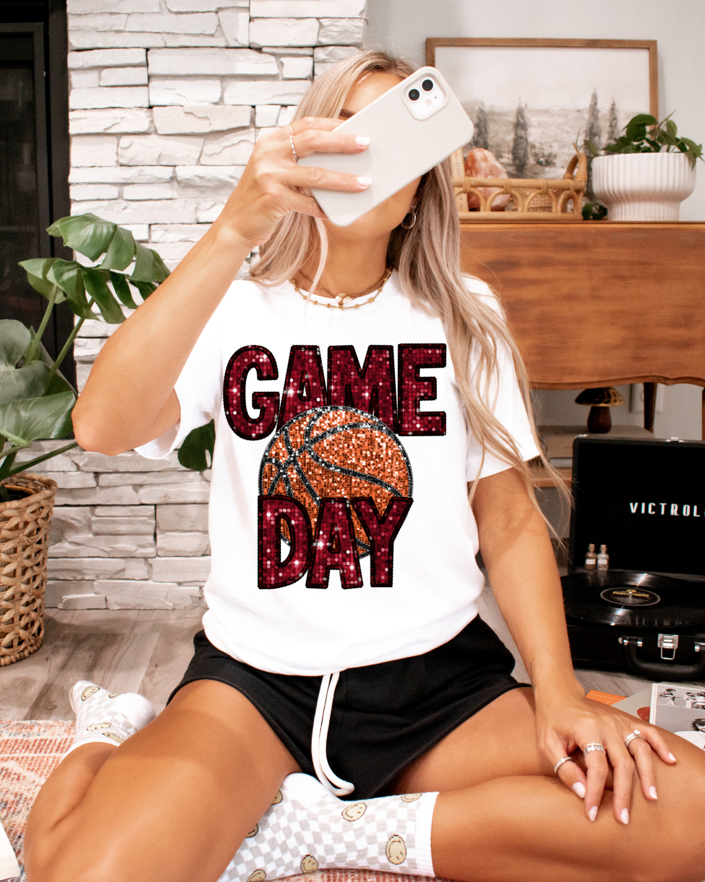 Game Day Basketball Red Glitter
