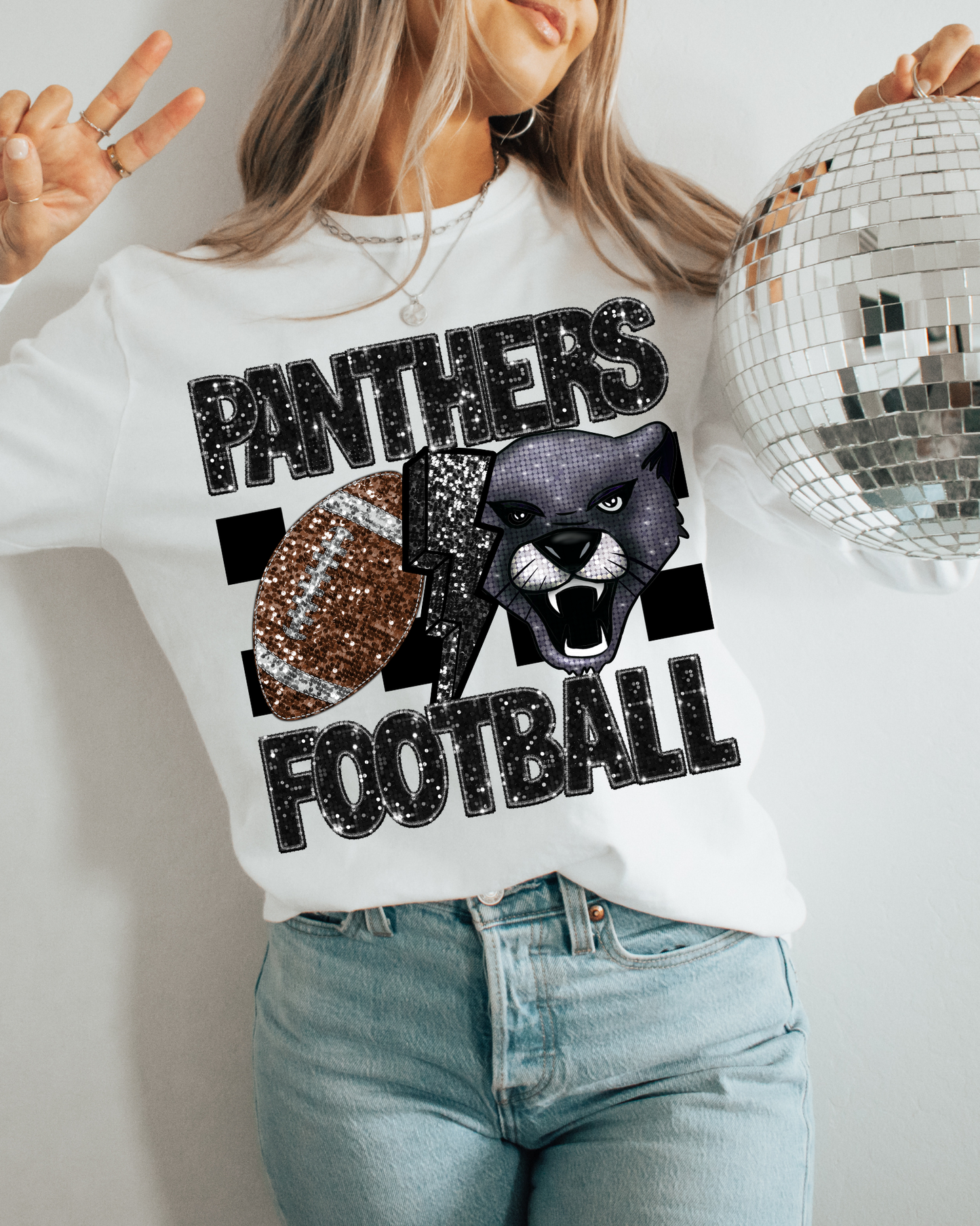Panthers Football Black Glitter