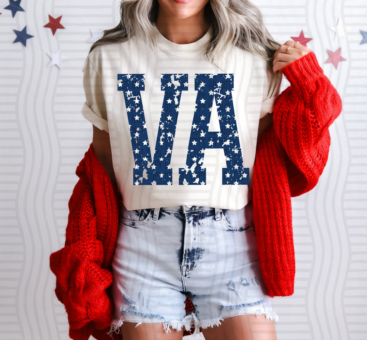VA BLUE WITH STARS & DISTRESSED