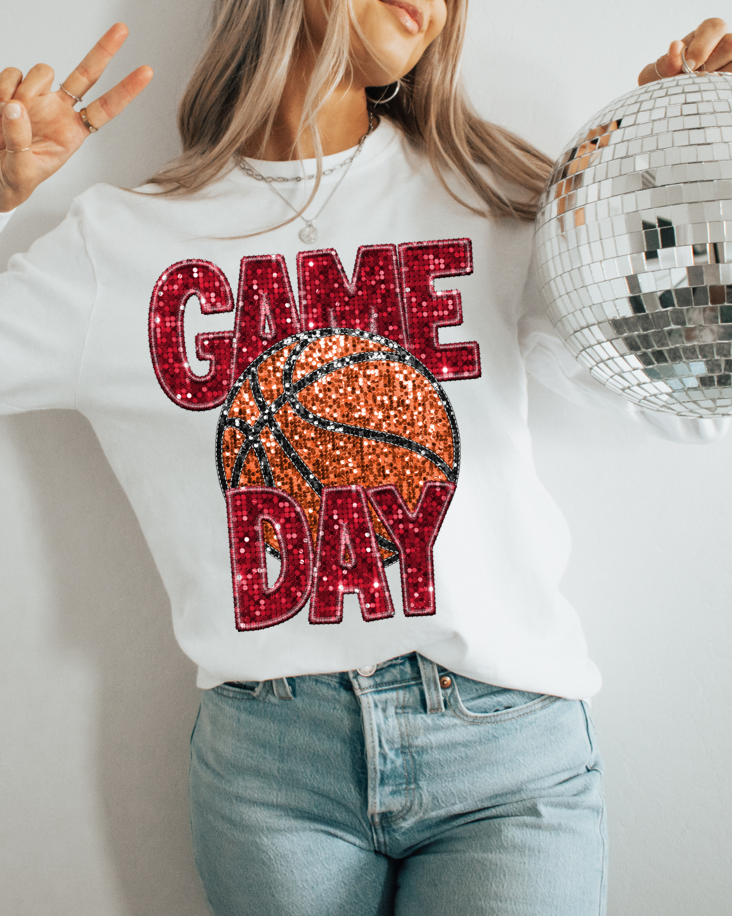 Game Day Basketball Red Glitter