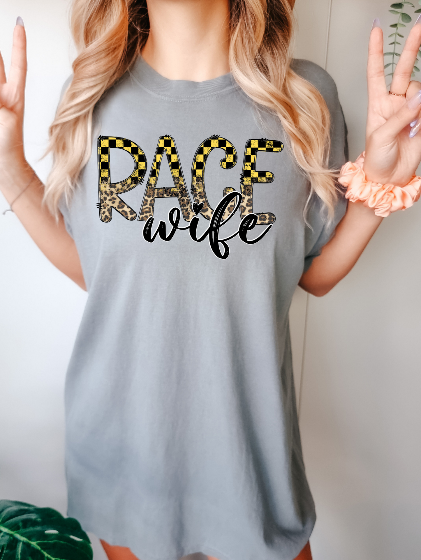 Checkered Yellow Leopard Race Wife