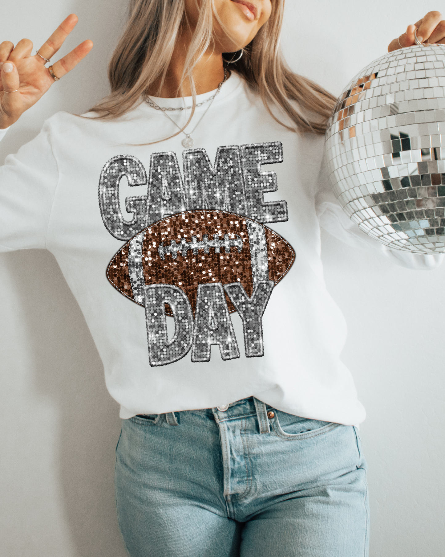 Game Day Football Silver Glitter