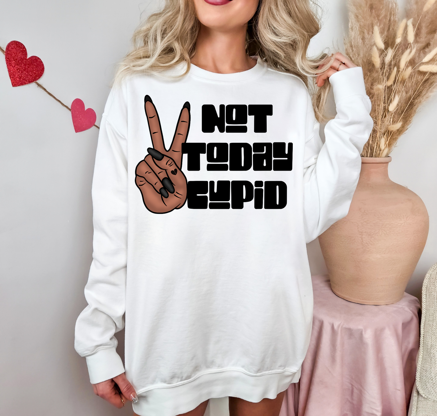 Not Today Cupid Peace Sign Dark