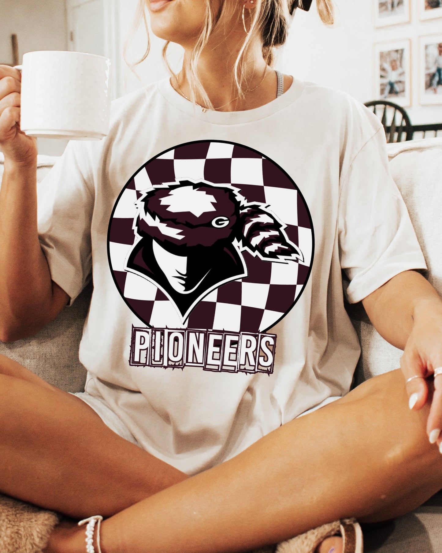 Personalized Checkered Round Mascot Name