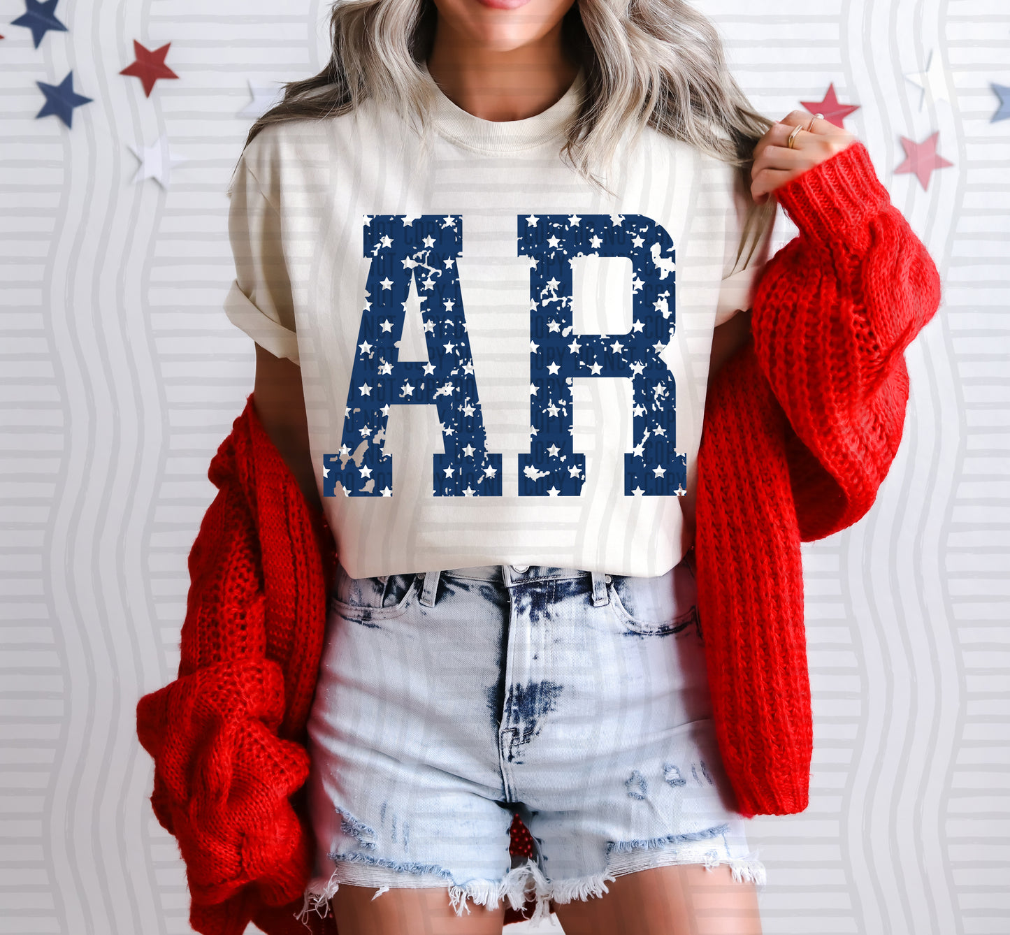 AR BLUE WITH STARS & DISTRESSED