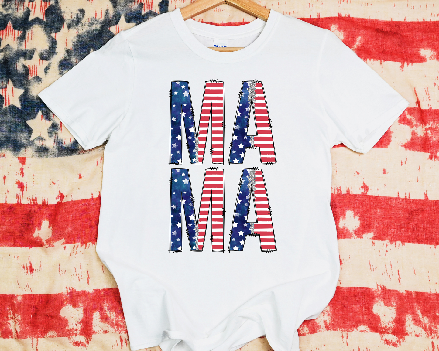 Mama Stacked Glitter Flag