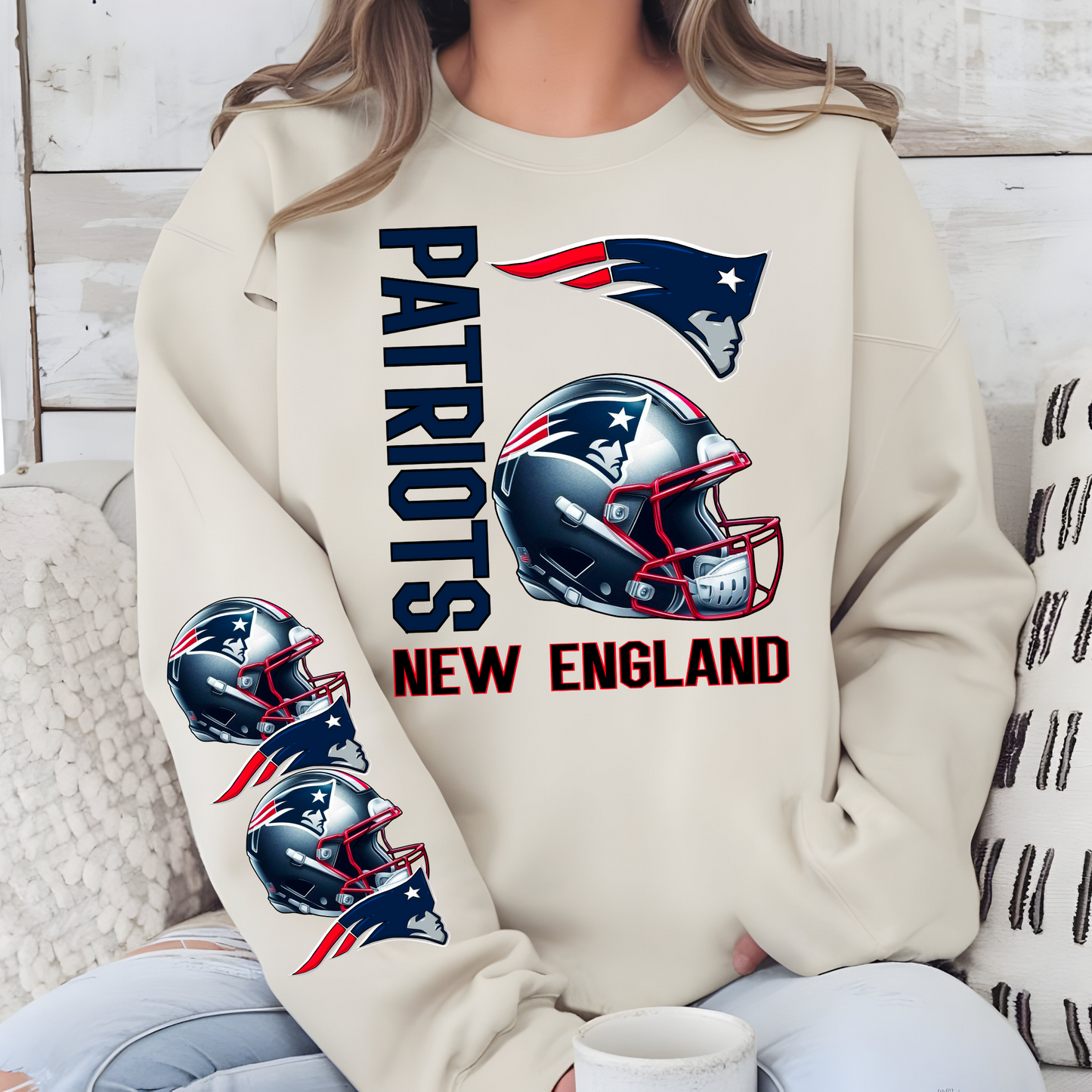 New England Patriots Helmet And Logo-Sleeve