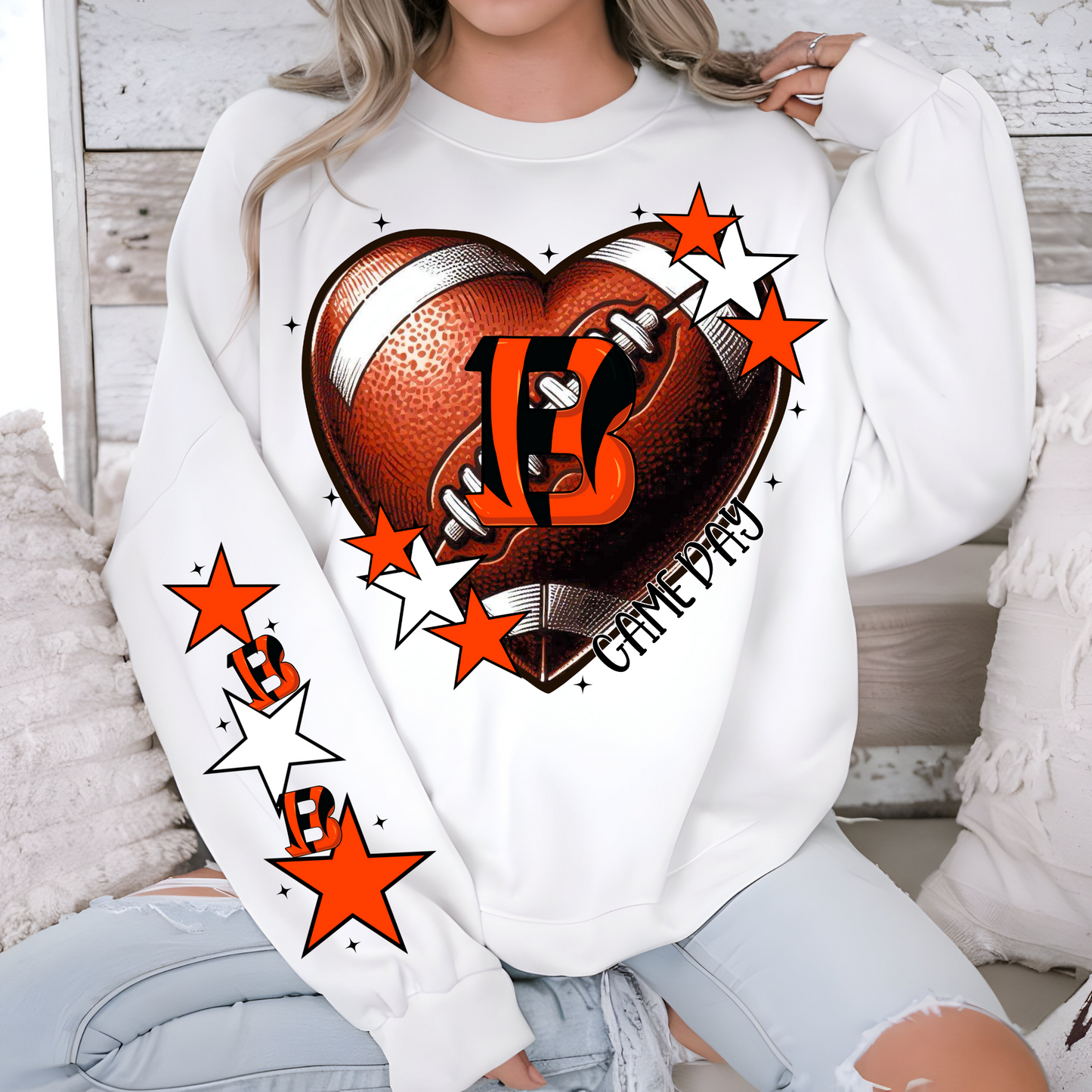 Cincinnati Bengals Heart Shaped Football-Chest