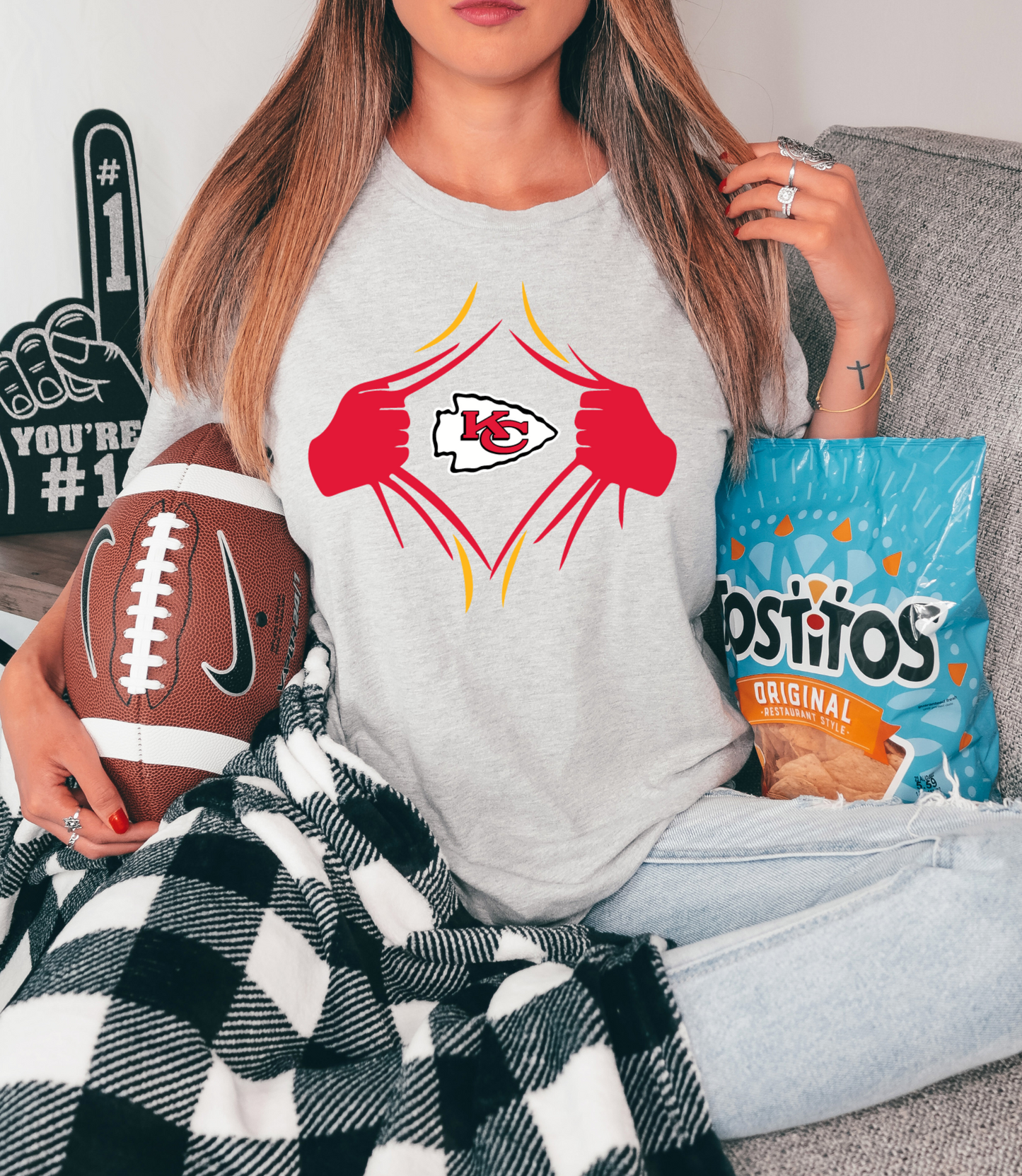 Kansas City Chiefs with logo inside chest tear