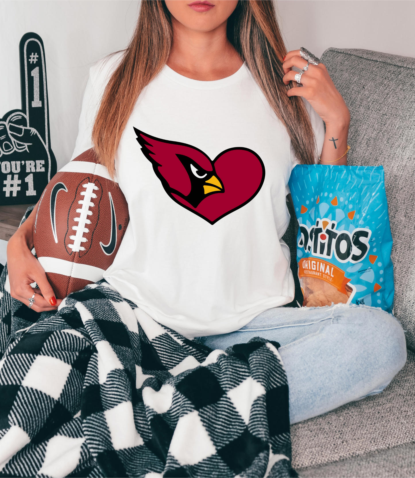 Cardinal inside red heart