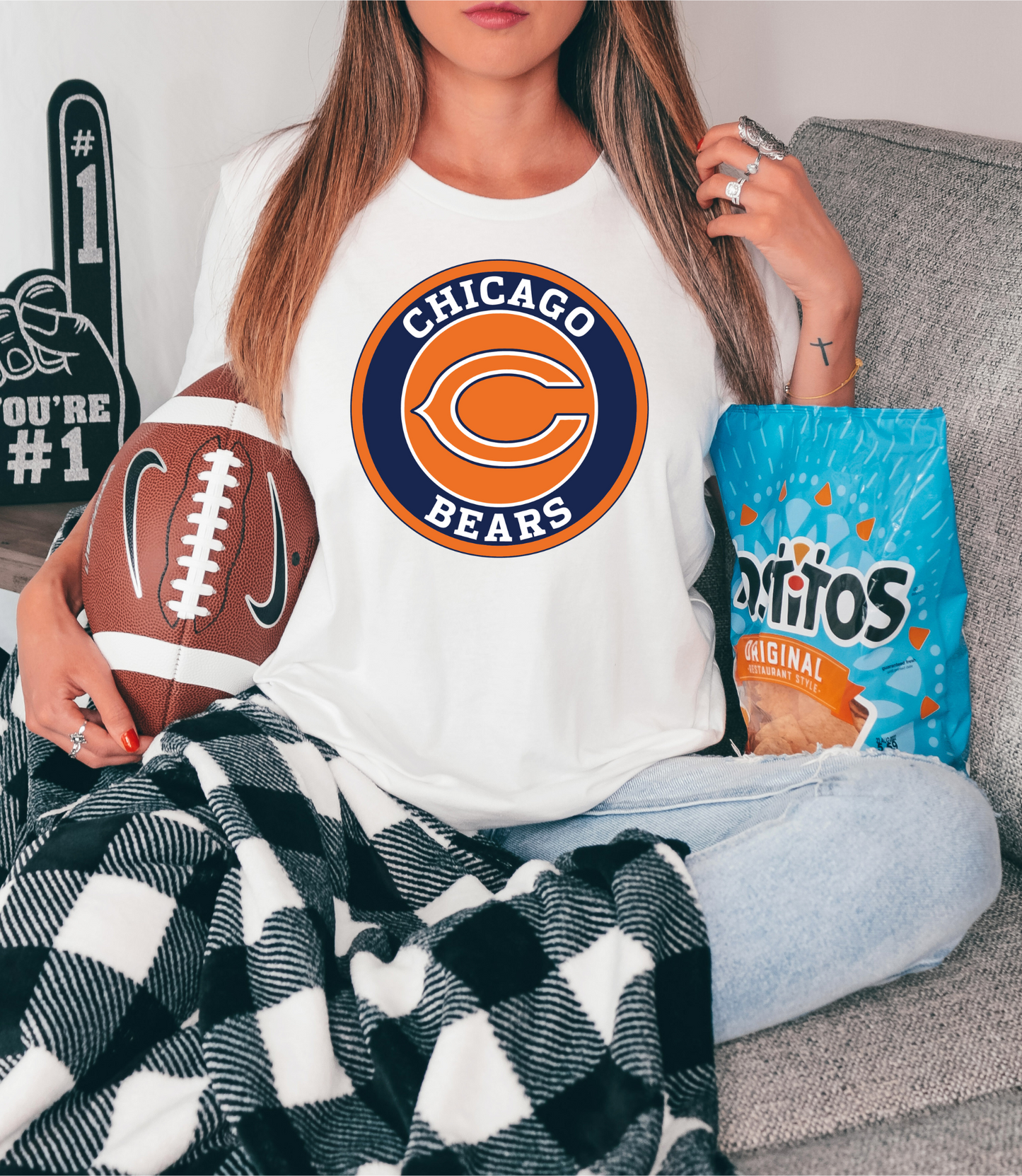 Chicago bears with logo - bright orange