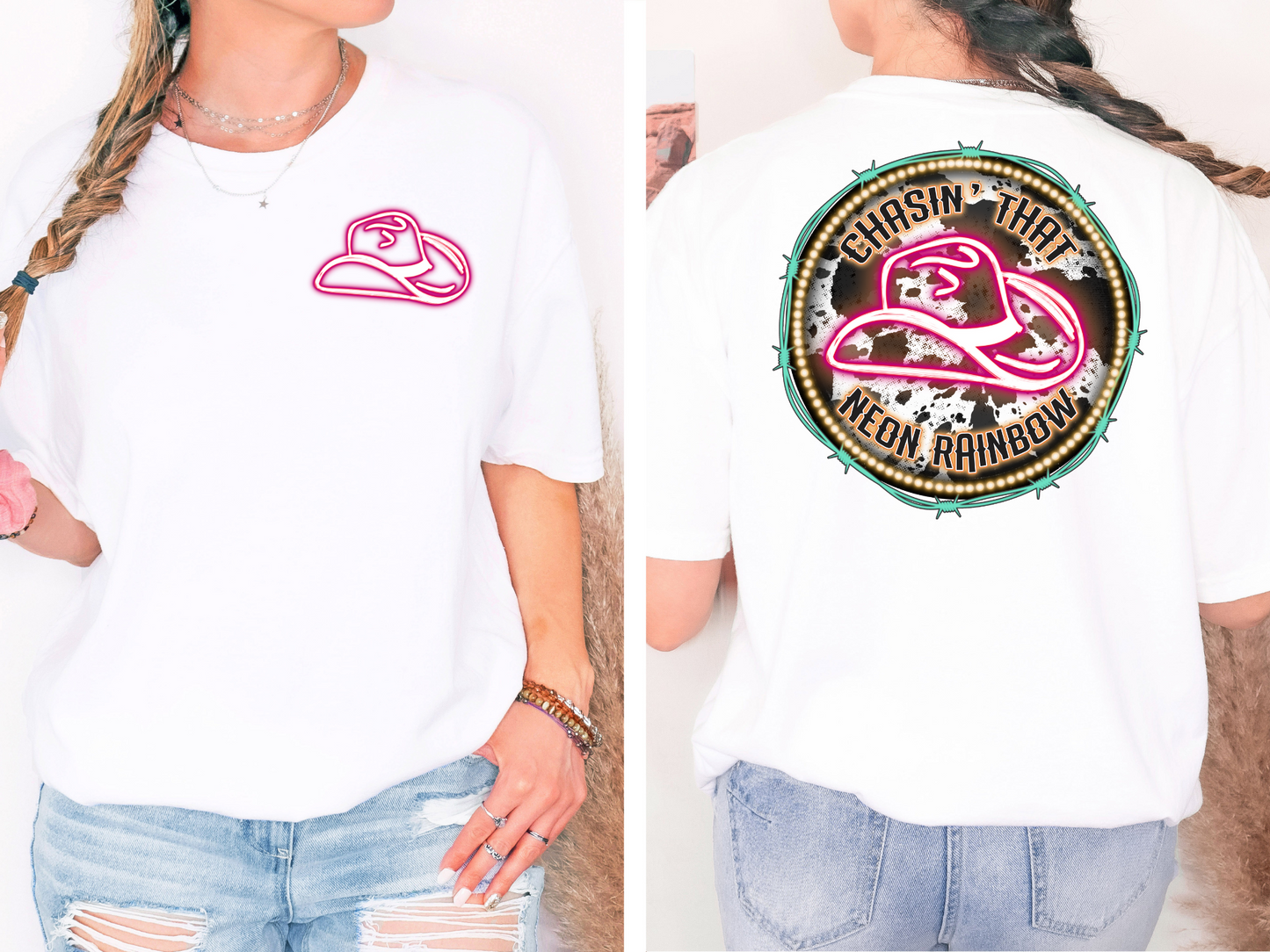 Pink neon cowboy hat - front