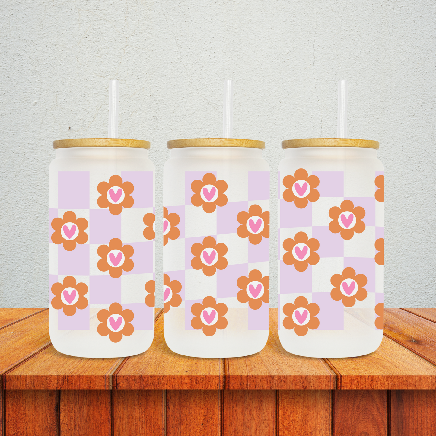 Flower Heart Pink Checker - UV Libby Wrap