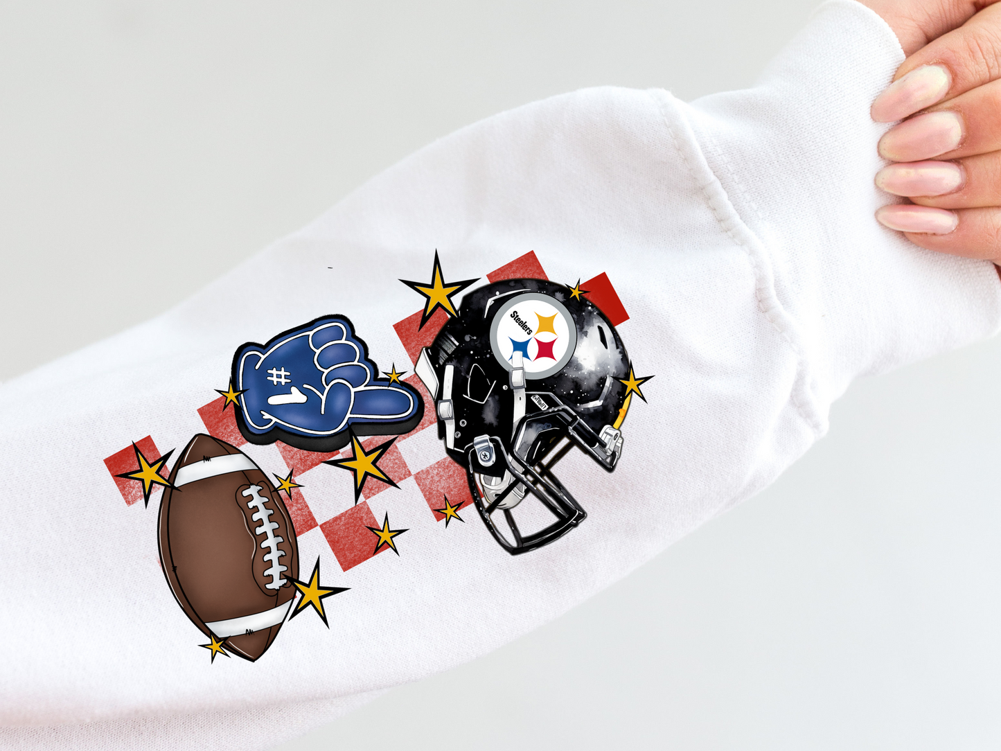 Steelers helmet, foam finger and football - sleeve